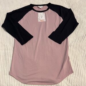 Women's Pink/Purple and Black 3/4 sleeves Raglan Top Randy Lularoe nwt